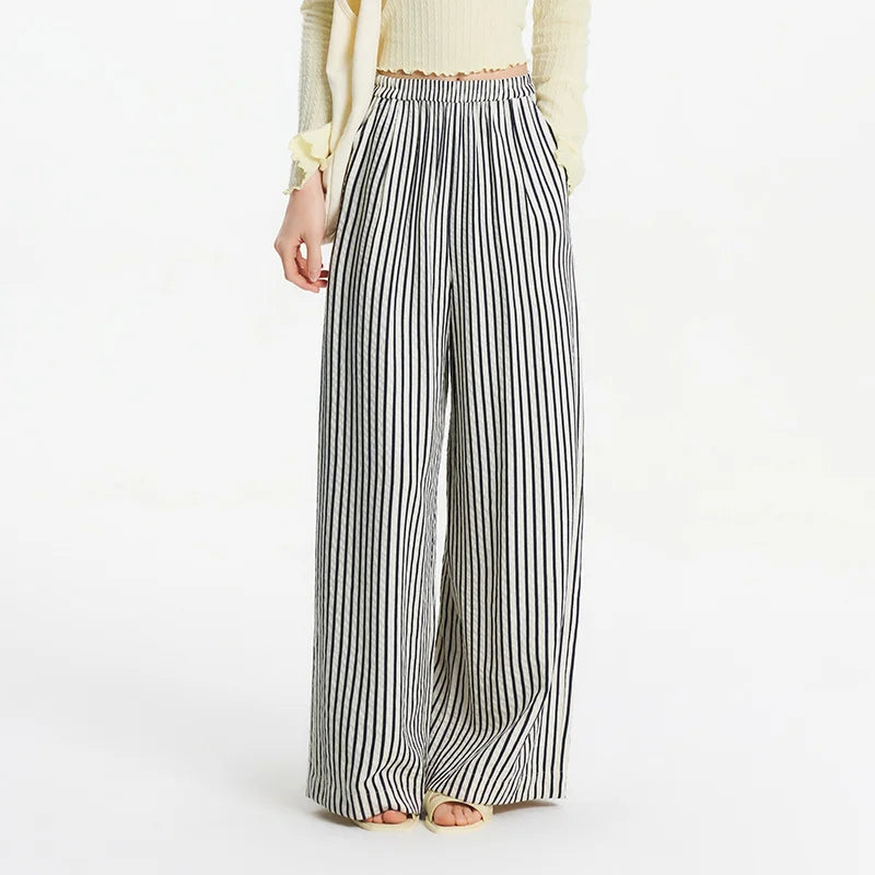 Effortless Striped Wide-Leg Palazzo Pants – Lazy-Chic & Comfort-Driven