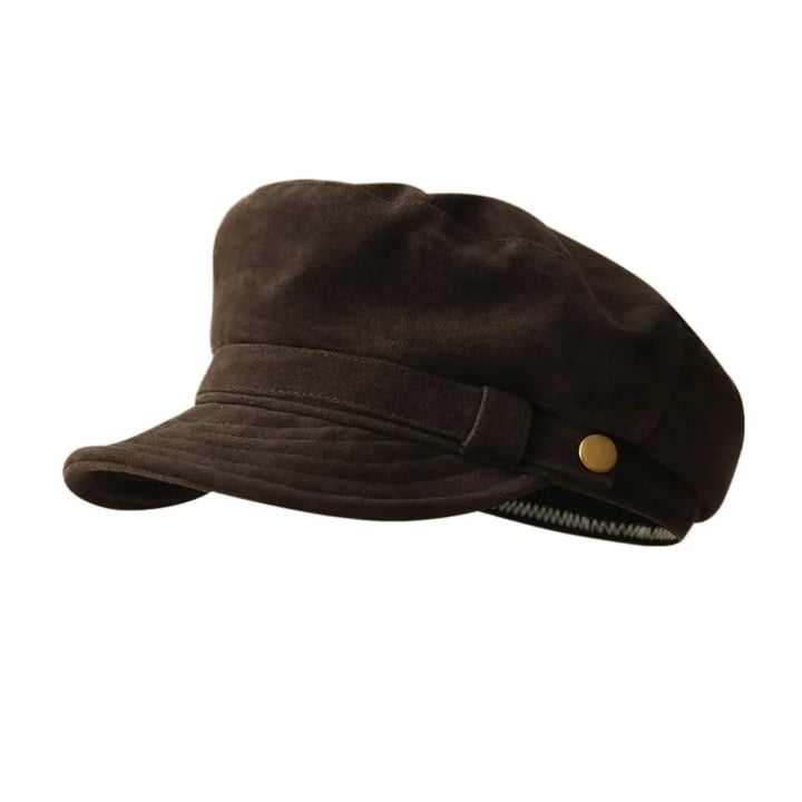 Suede Beret Hat Women All Season Short Brim Newsboy Cap