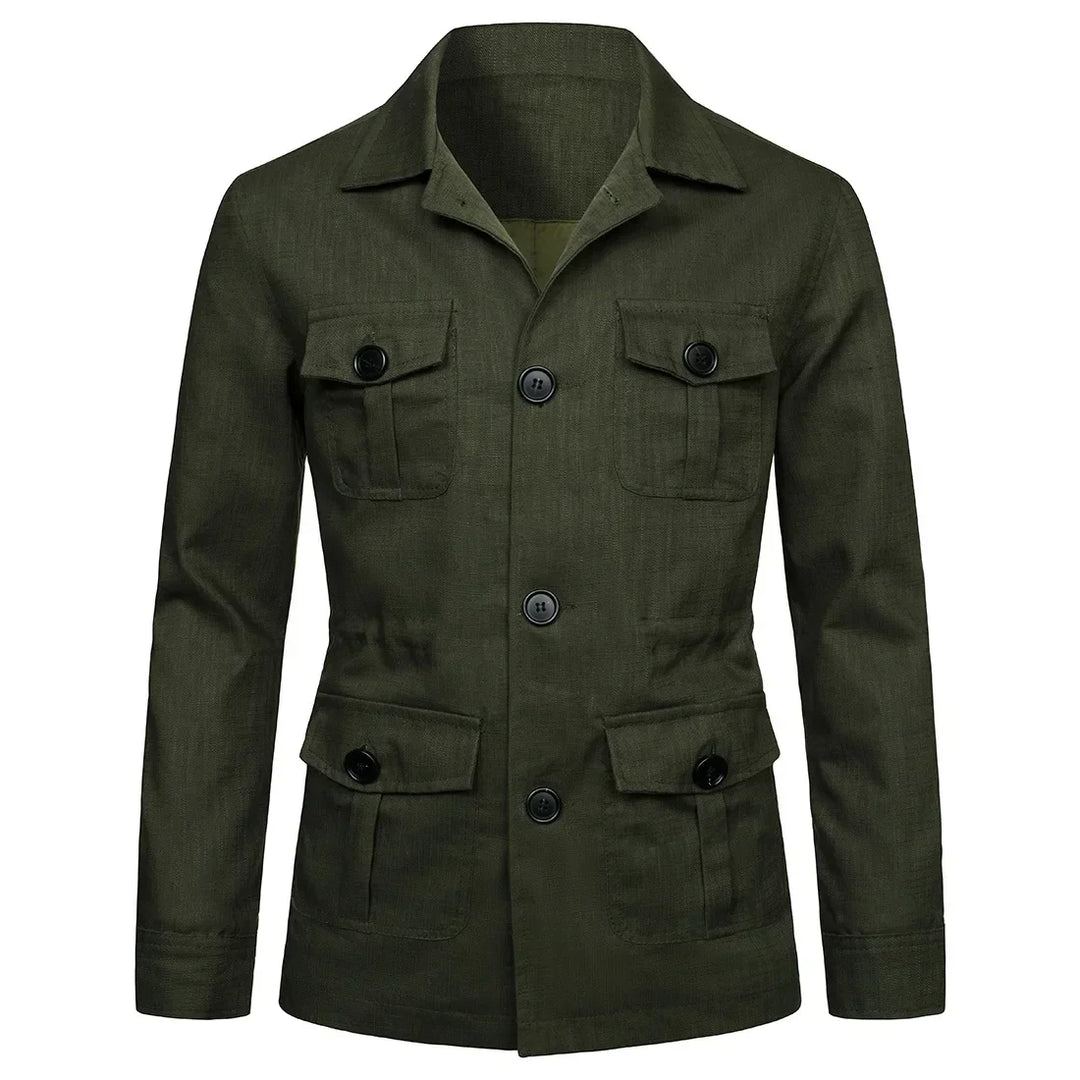 Retro British Linen Safari Jacket for Men-HighTouch