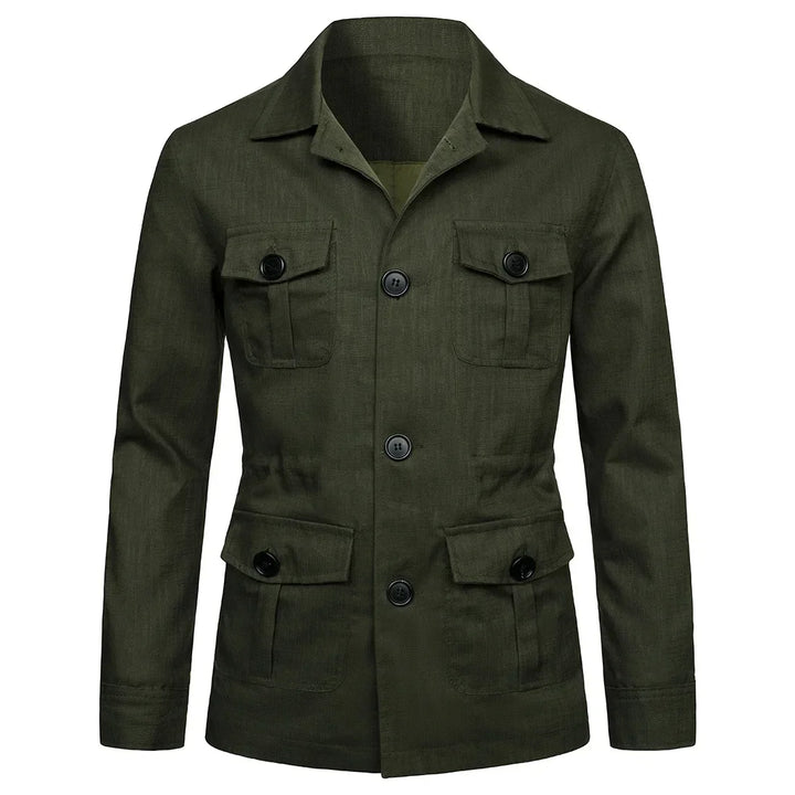 Retro British Linen Safari Jacket for Men-HighTouch
