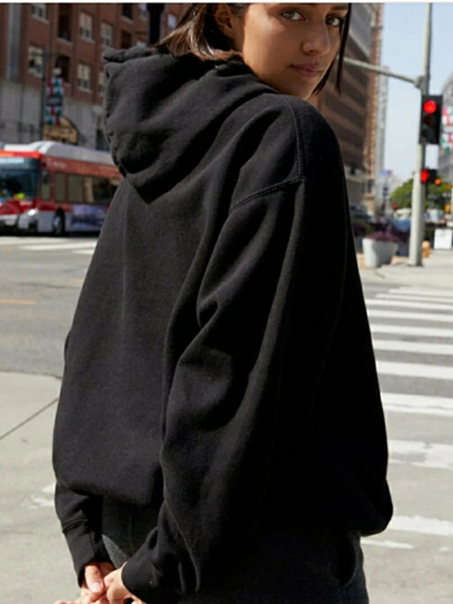 Vintage Letter Print Oversized Cotton Hoodie –  Streetwear Comfort