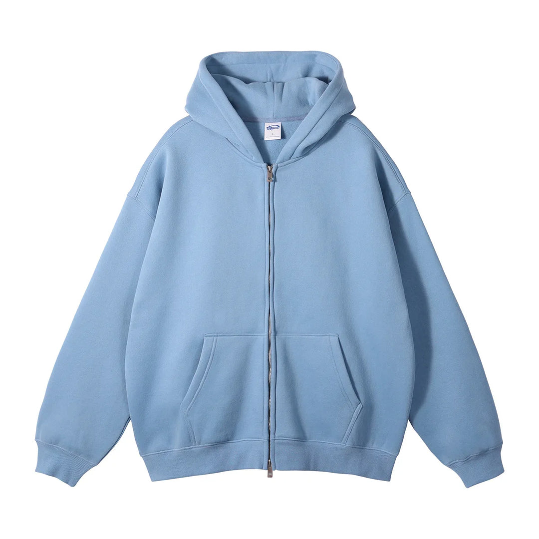 Premium Heavyweight Fleece Double‑Zip Cardigan Hoodie-HighTouch