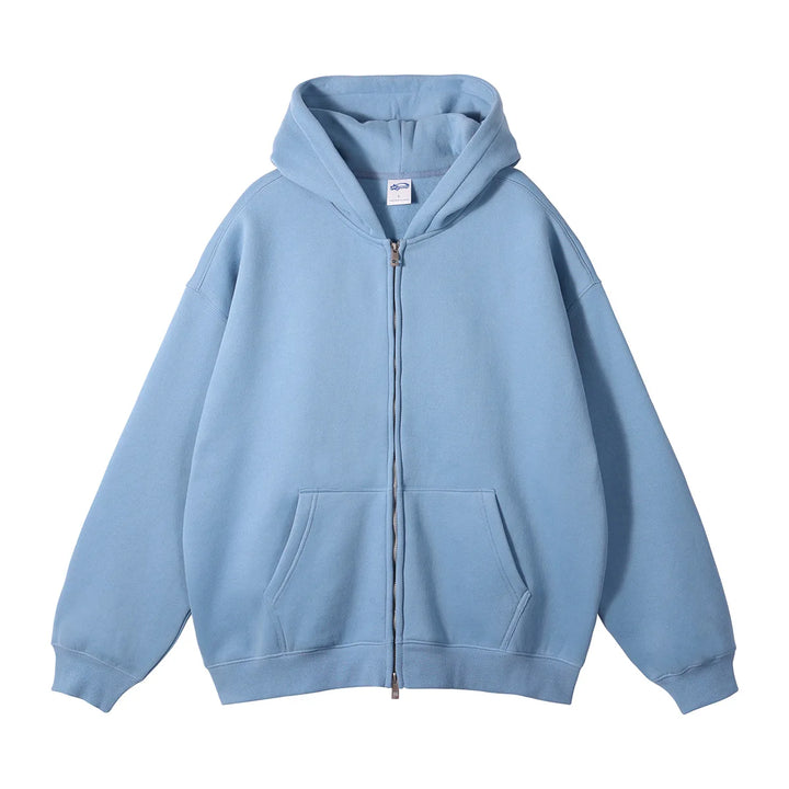 Premium Heavyweight Fleece Double‑Zip Cardigan Hoodie-HighTouch