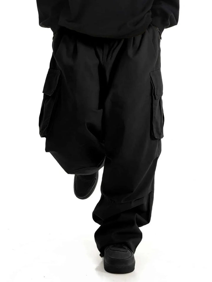 Plus Size Men's Workwear Wide Leg Pants Loose Street Style Trendy Cargo Trousers