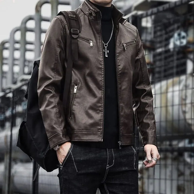 Slim Short PU Leather Blazer Jacket