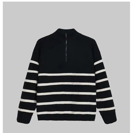 Men’s Striped Semi-Zip Knit Sweater