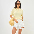 Tornova Loose Knit Polo Tee – Summer Casual Women's Top-HighTouch
