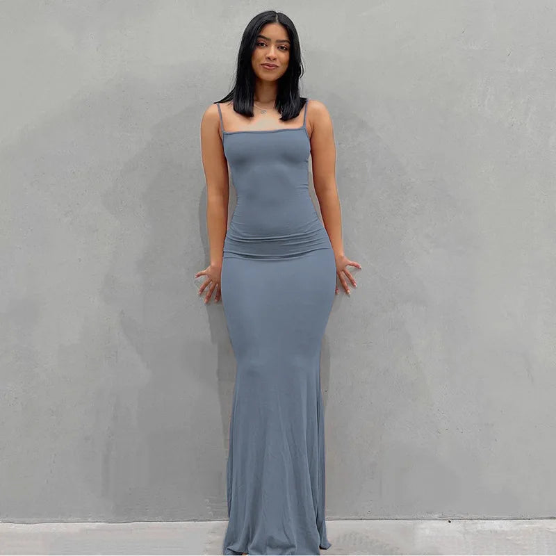 Sexy Spaghetti-Strap Black Trumpet Maxi Dre-HighTouch