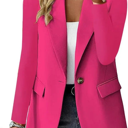 Women’s Casual Solid Blazer – Long Sleeve Turn-Down Collar Suit Coat