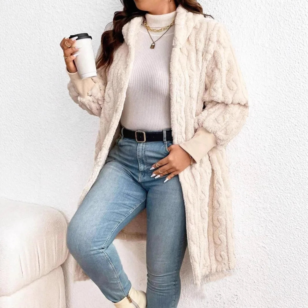 Plus Size Coral Fleece Cardigan