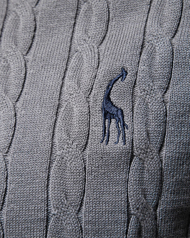 Men's Giraffe Embroidered Cotton Sweater – Unique & Comfortable