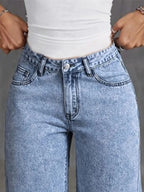 High Waist Wide‑Leg Bow Embroidered Pocket Jeans-HighTouch