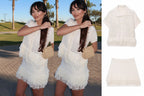 Women Knit Tassel Cardigan Skirt Set 2 Piece Casual Outfit-HighTouch