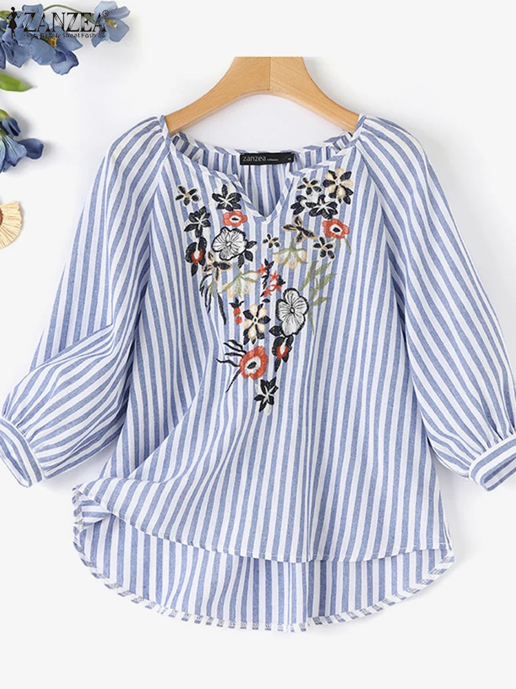 Summer Bohemain Holiday Vintage Floral Pinted Blouse for Women-HighTouch