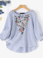 Summer Bohemain Holiday Vintage Floral Pinted Blouse for Women-HighTouch