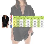 Plus‑Size Button‑Front Short‑Sleeve Romper-HighTouch