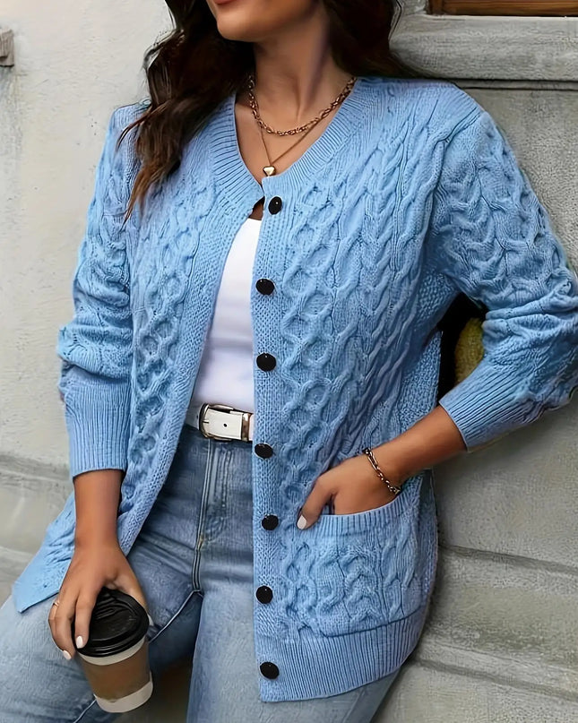 Cardigan a coste lavorato a maglia in stile retrò da donna