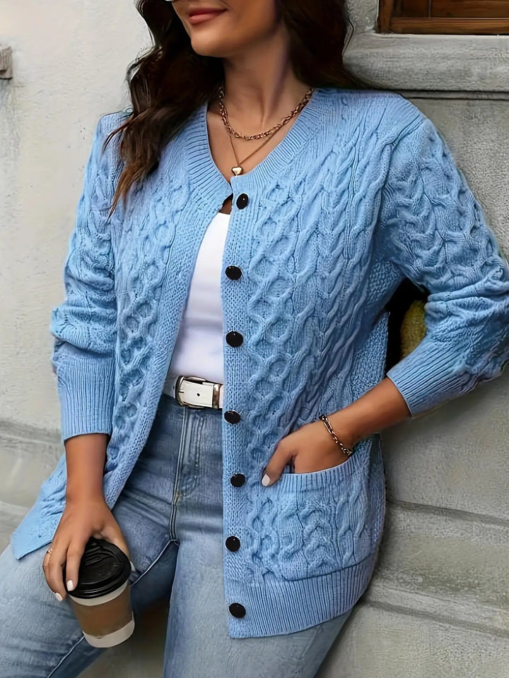 Women’s Retro Ribbed Knit Cardigan-HighTouch