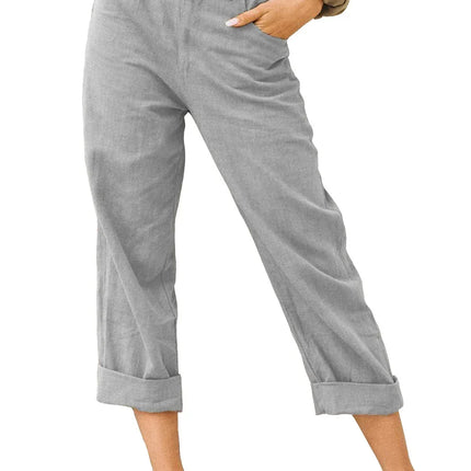 Spring Cotton-Linen Women’s Loose Button Pockets Pants – Elegant & Breathable