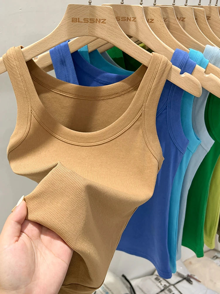 Ribbed Tank Top for Women – Stretch Fit Summer Camisole-HighTouch