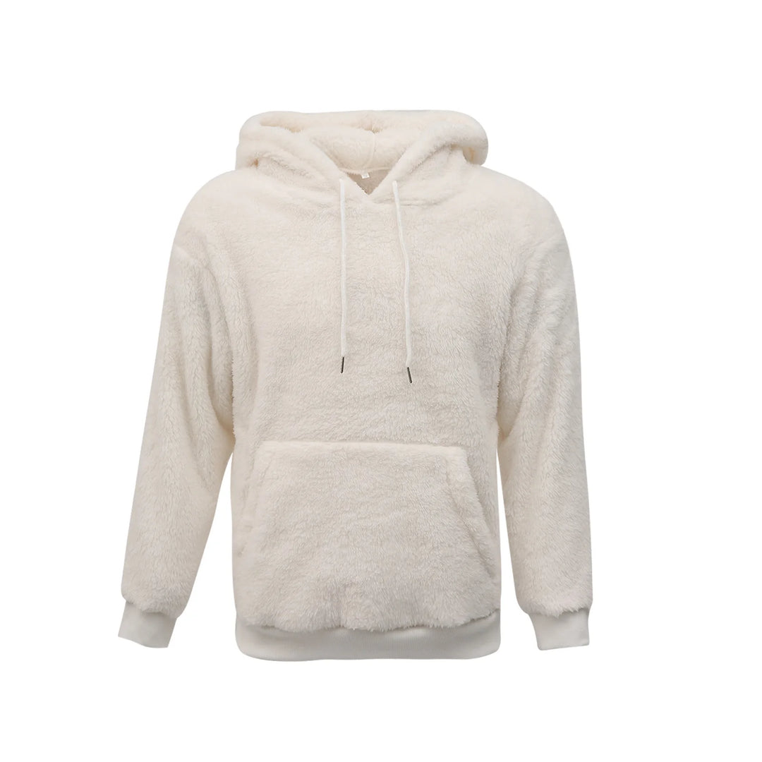 Men's Sherpa Fuzzy Pullover Hoodie-HighTouch