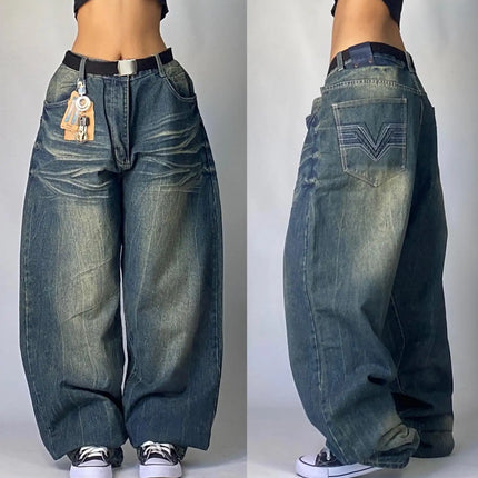 Oversized Print Baggy Jeans – Y2K Harajuku Wide-Leg Streetwear