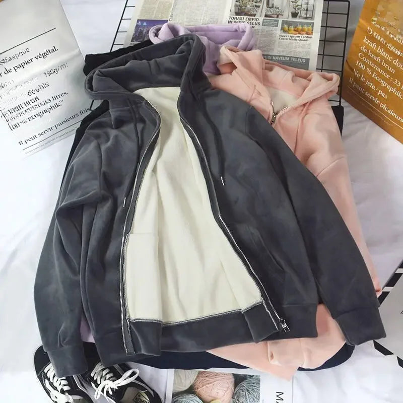 Women’s Fleece-Lined Zip-Up Lounge Set-HighTouch