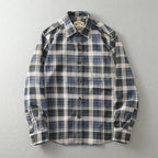 Vintage Wash Plaid Long-Sleeve Shirt Men Cotton Flannel Casual Jacket-HighTouch