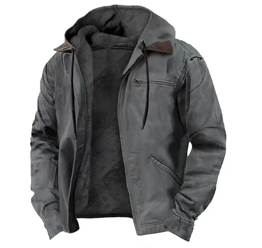 Men’s Full-Zip Polar Fleece Hoodie – Warm Casual Hooded Jacket-HighTouch