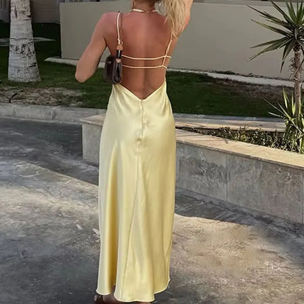 V‑Neck Sling Maxi Dress – Elegant Loose Fit Summer Dress