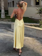 V‑Neck Sling Maxi Dress – Elegant Loose Fit Summer Dress-HighTouch
