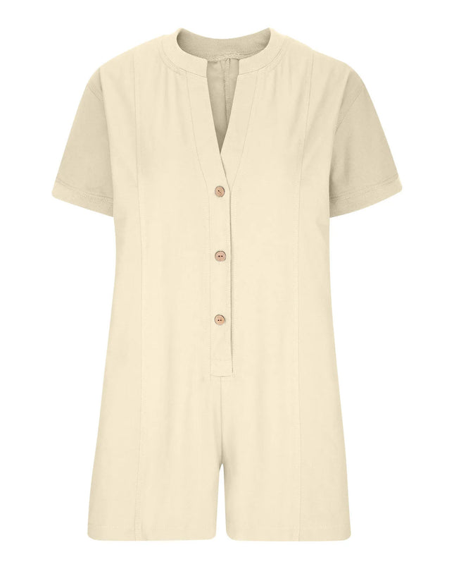 Plus‑Size Button‑Front Short‑Sleeve Romper