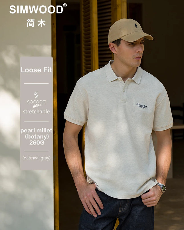 SIMWOOD|Sorona Polo Shirt – 265gsm Breathable T-shirt