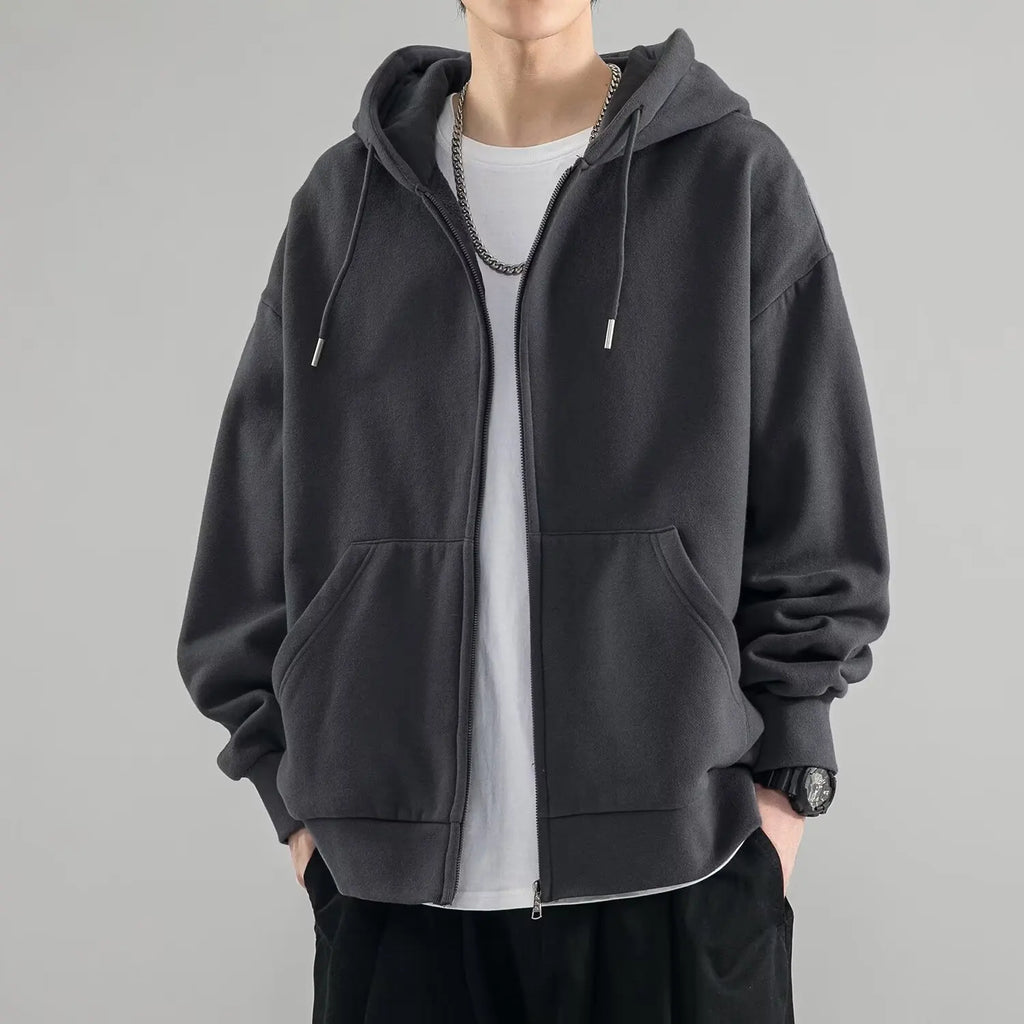 Men’s Zip-Up Hoodies Cardigan – Loose Fit