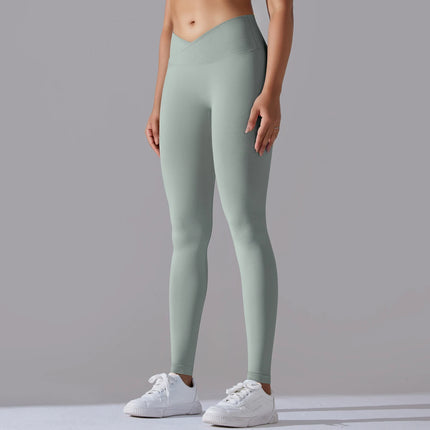 Women’s Seamless High-Waisted Cross-Over Scrunch-Butt Leggings – Lift & Shape
