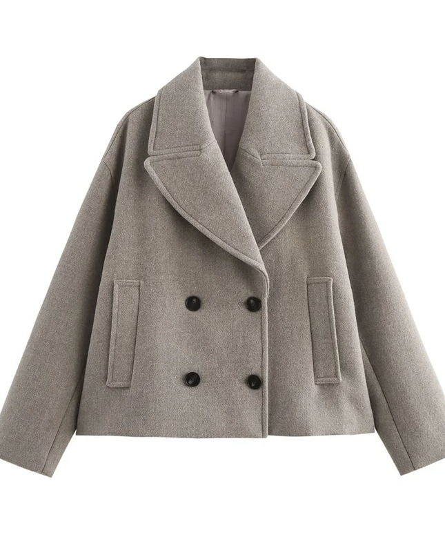 Wool-Collar Double-Breasted Women's Coat – Tailored Autumn Statement