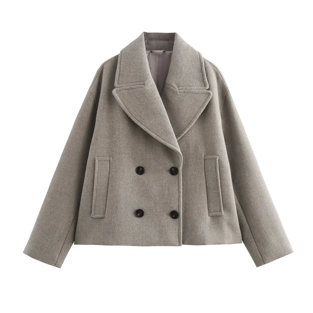 Wool-Collar Double-Breasted Women's Coat – Tailored Autumn Statement