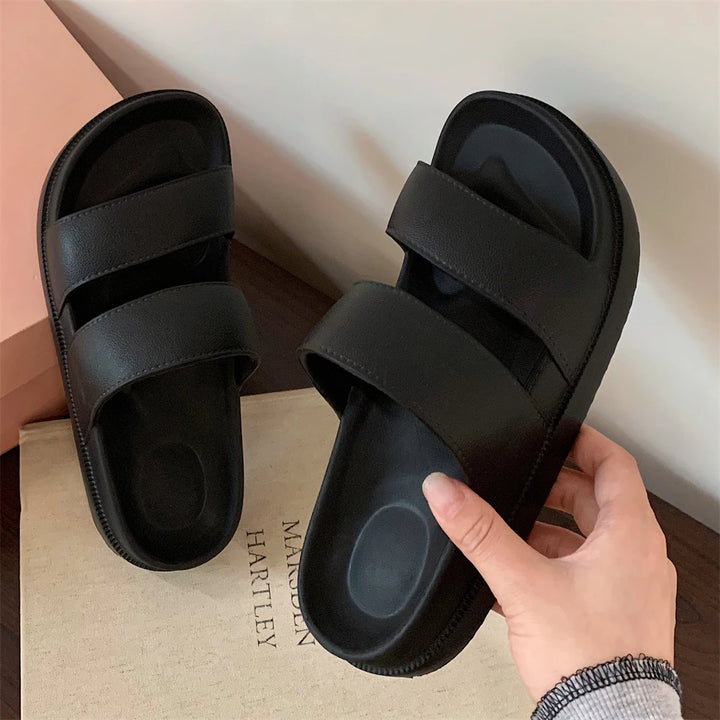 Women’s Simple Beach Sandals Summer Slip-On Flat Shoes-HighTouch