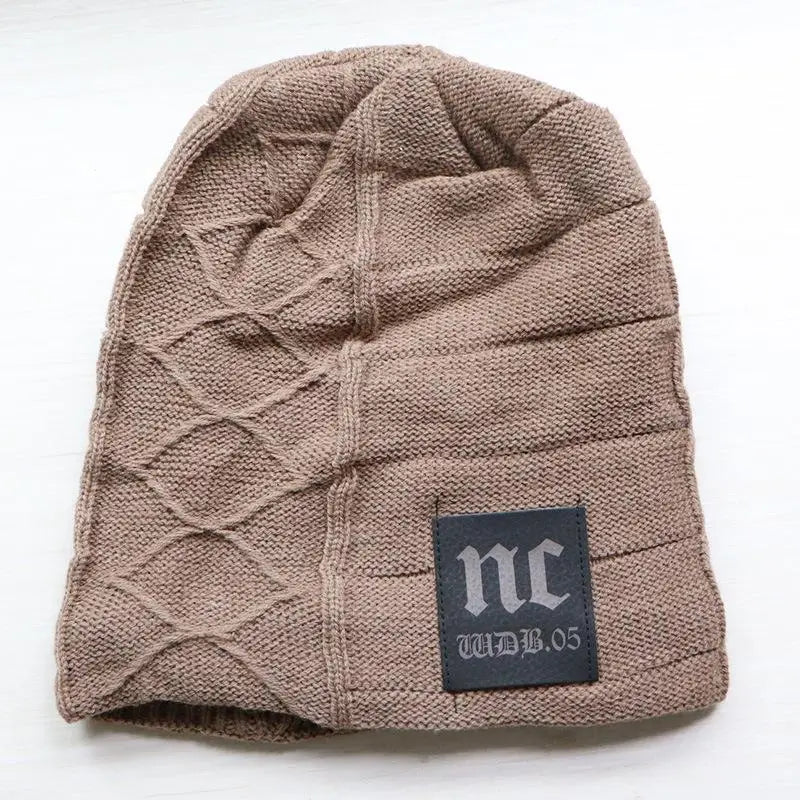 NC Letter Fur-Lined Unisex Knitted Winter Beanie-HighTouch