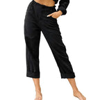 Spring Cotton-Linen Women’s Loose Button Pockets Pants – Elegant & Breathable-HighTouch