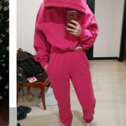 Women’s Fleece Tracksuit Set – Soft Hoodie & Jogger Pants for Cozy Style