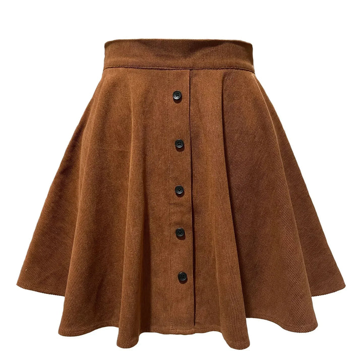 Women’s High-Waisted A-Line Corduroy Button-Up Skirt