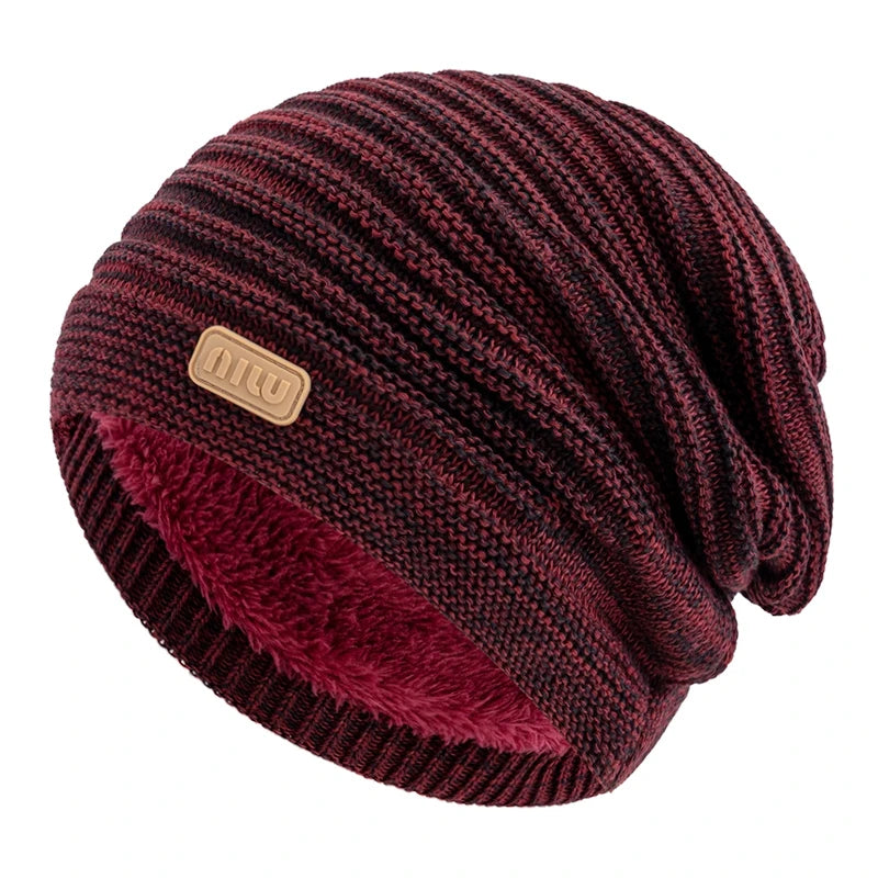 Unisex Striped Slouchy Winter Beanie-HighTouch