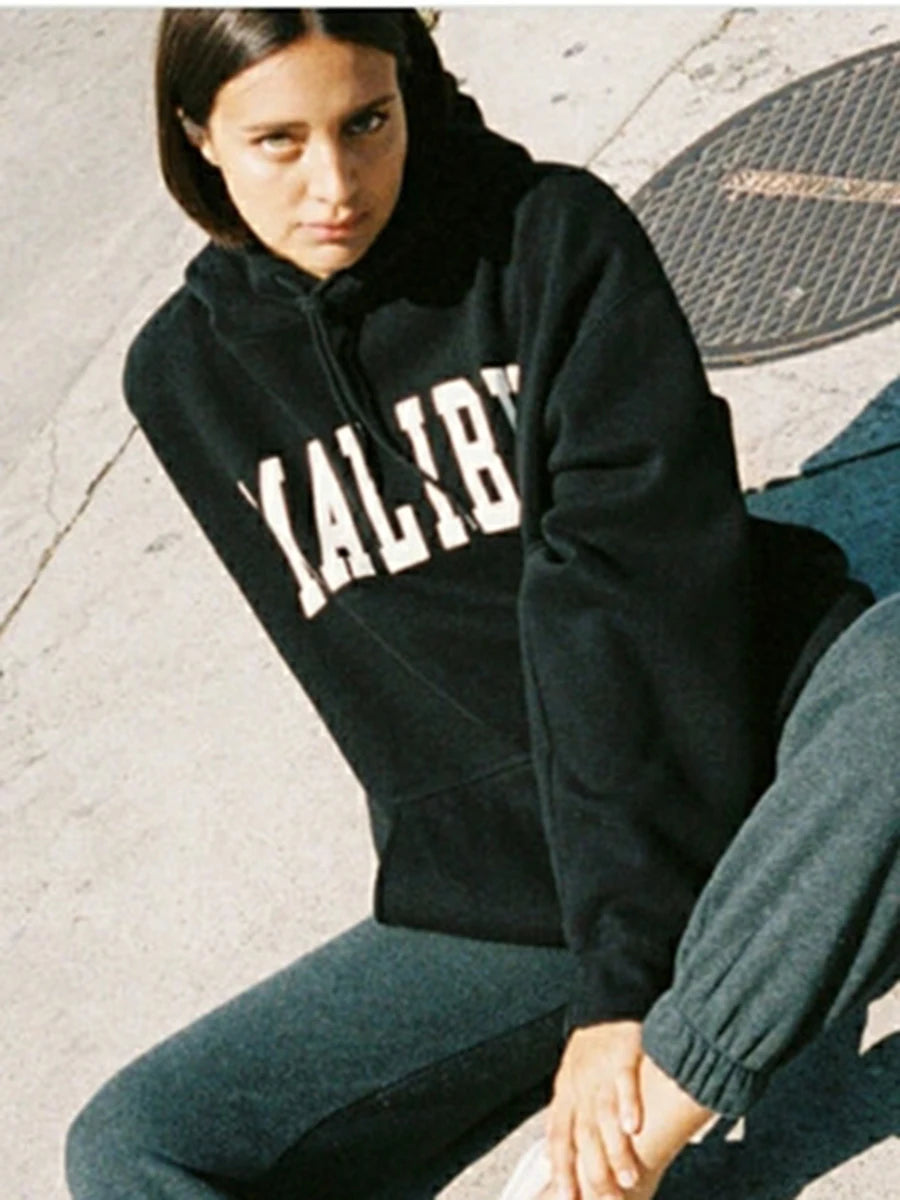 Vintage Letter Print Oversized Cotton Hoodie –  Streetwear Comfort