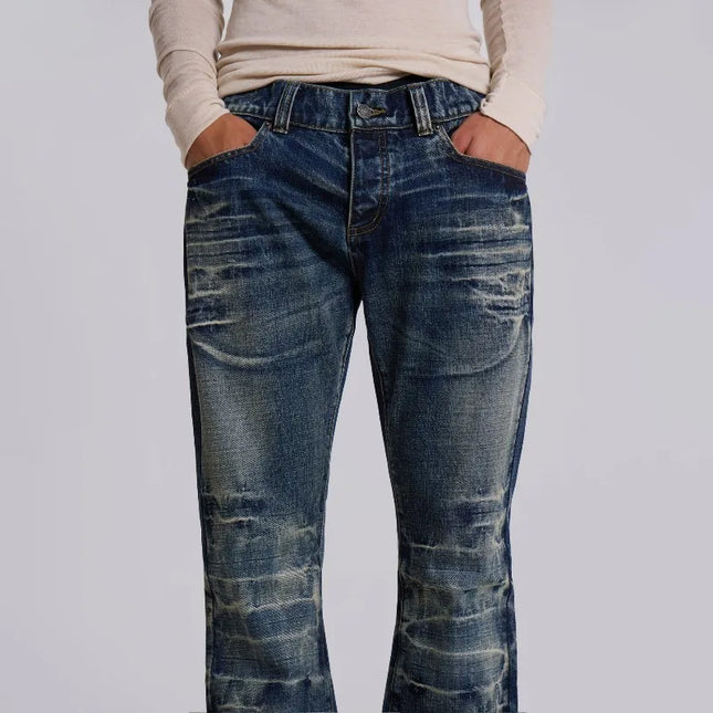 Y2K Vintage Flared Bootcut Jeans – Mid-Blue