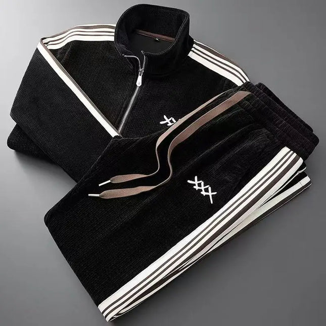Men’s Warm Zip-Up Sports Set – Two-Piece Jacket & Pants