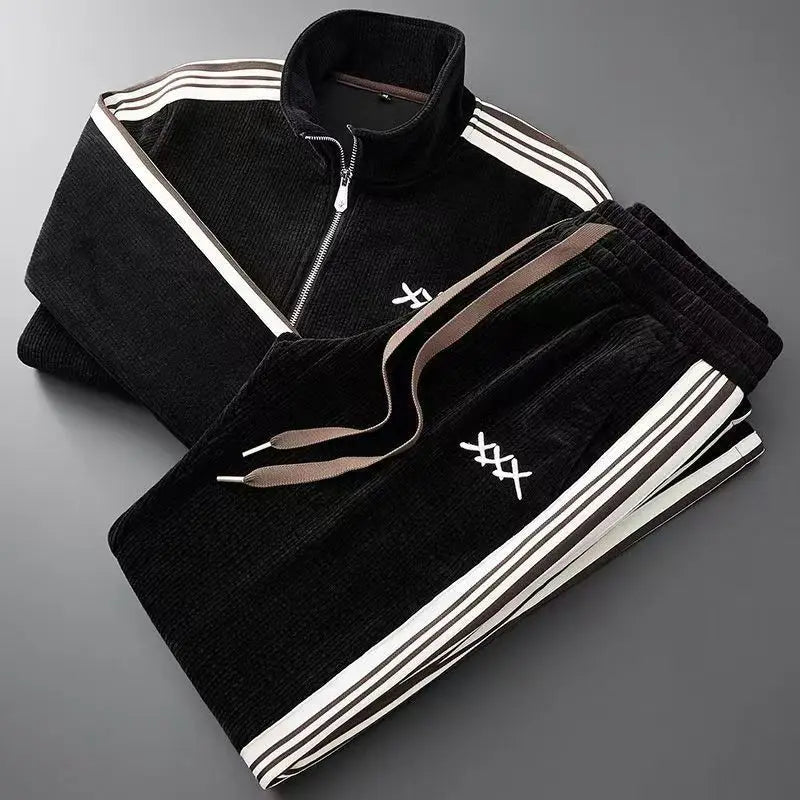 Men’s Warm Zip-Up Sports Set – Two-Piece Jacket & Pants-HighTouch