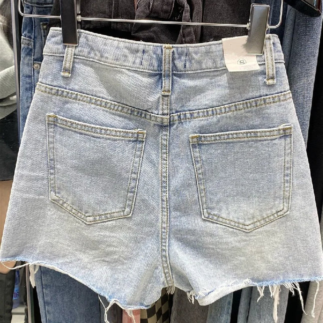 Wurry A-Line Denim Shorts for Women – Korean Loose Fit Summer Hot Pants