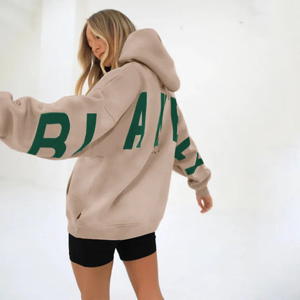 European American Fashion Printed Thick Loose Hoodie