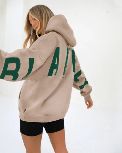 European American Fashion Printed Thick Loose Hoodie